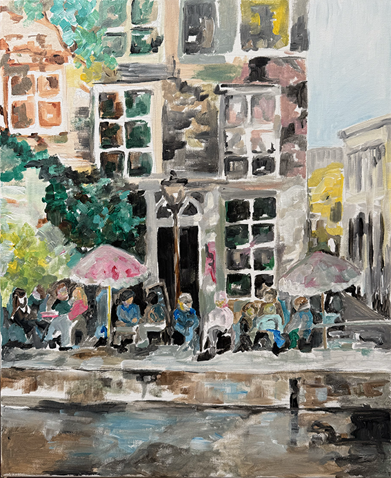 Et øyeblikk langs elven – Fargerik og glad kunst