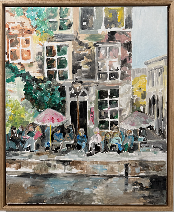 Et øyeblikk langs elven – Original fargerik kunst